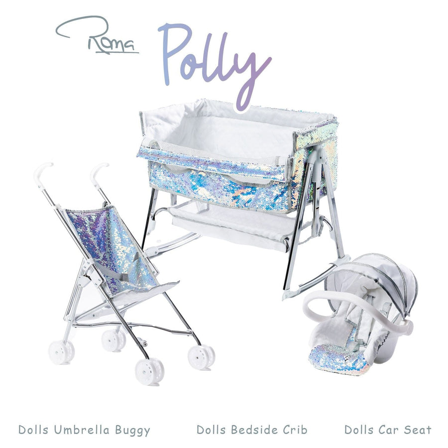 Roma Polly Umbrella Buggy, Car Seat and Crib Bundle Dolls Pram Accessories Roma 