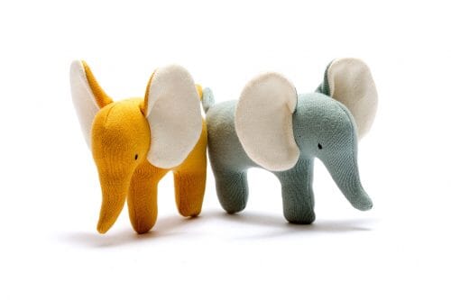 Small Organic Knitted Cotton Elephant Baby Activity Toys Best Years