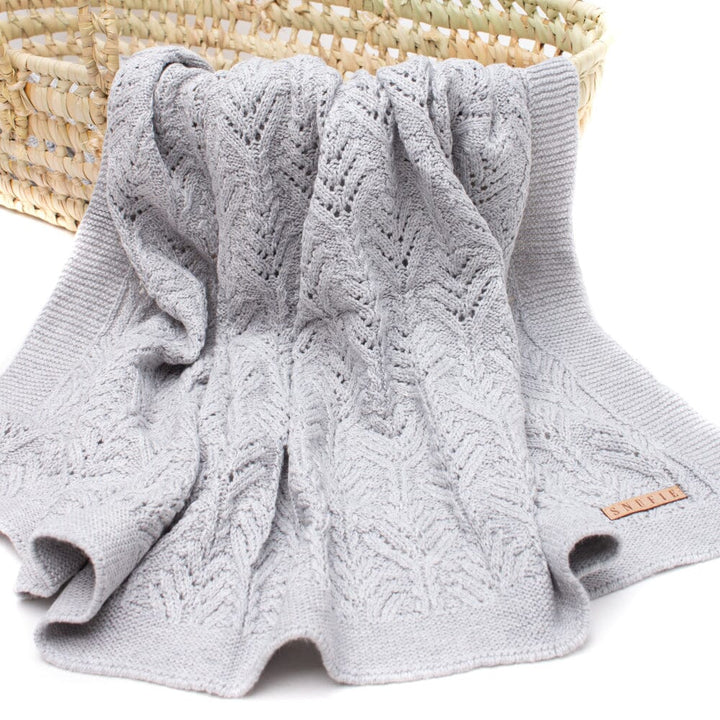 Snufie Grey Fan Knitted Baby Blanket Swaddling Blankets Snufie