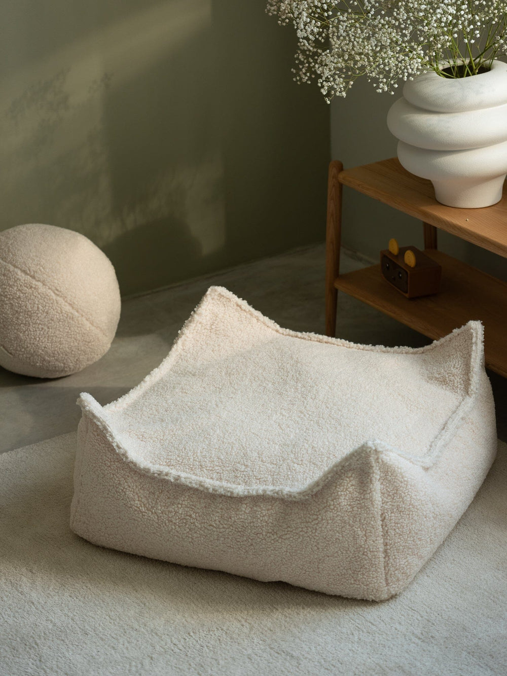 Wigiwama Cream White Square Ottoman Pouffe Wigiwama