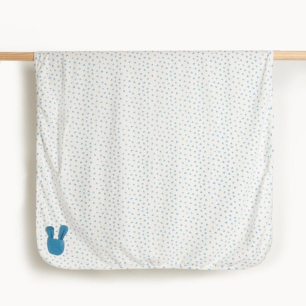 Blue Bunny Baby Shawl Organic Cotton Mini Bee