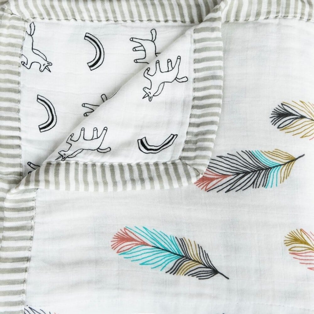 Bohemian Feather 6 Layer Blanket Swaddling Blankets Love Mom 