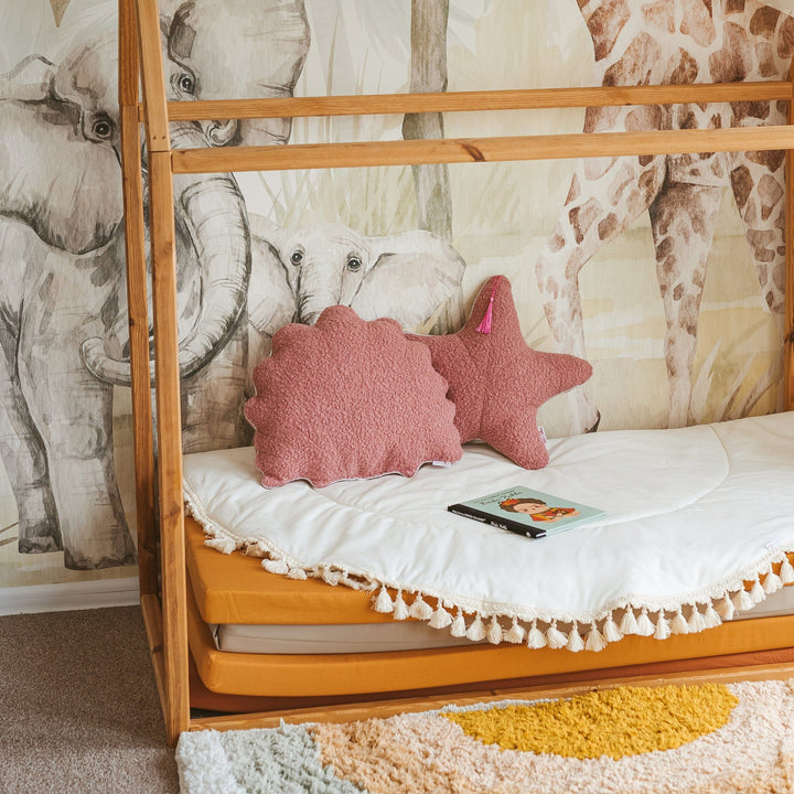 Boucle Throw Pillows in Rose, Scandinavian Decor, Nordic Cushions Decorative minicamp 
