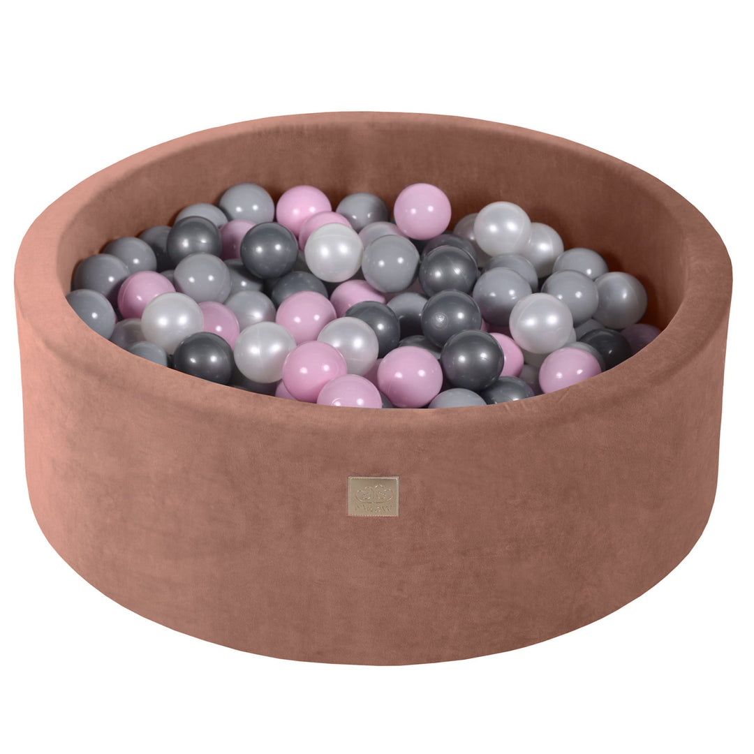 MeowBaby Red Round Velvet Ball Pit with Turquoise, Black, Grey Ball Pits MeowBaby 