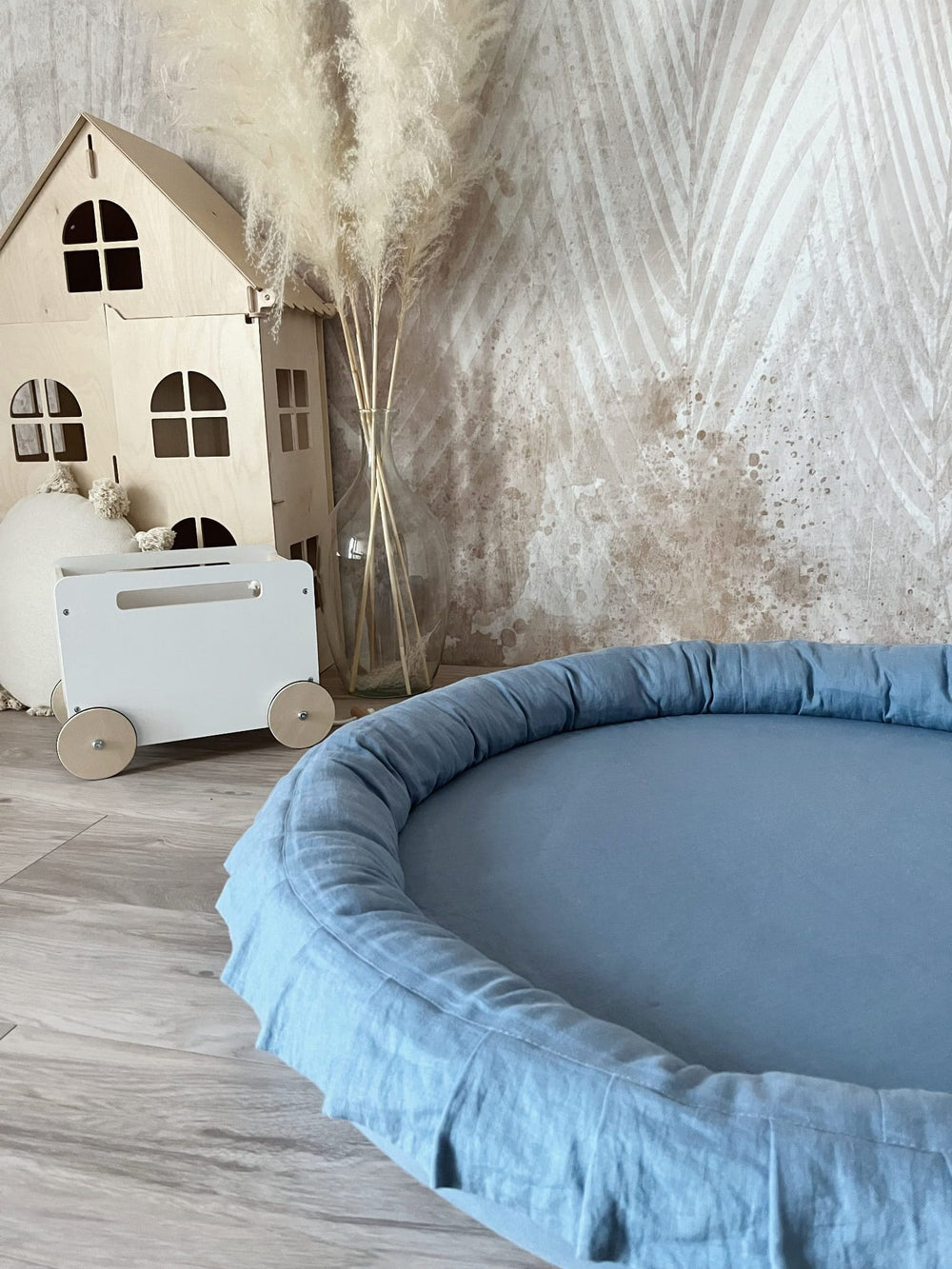 Monio for Kids Baby Blue Linen Padded Nest Playmat Play Mats MONIO for Kids 