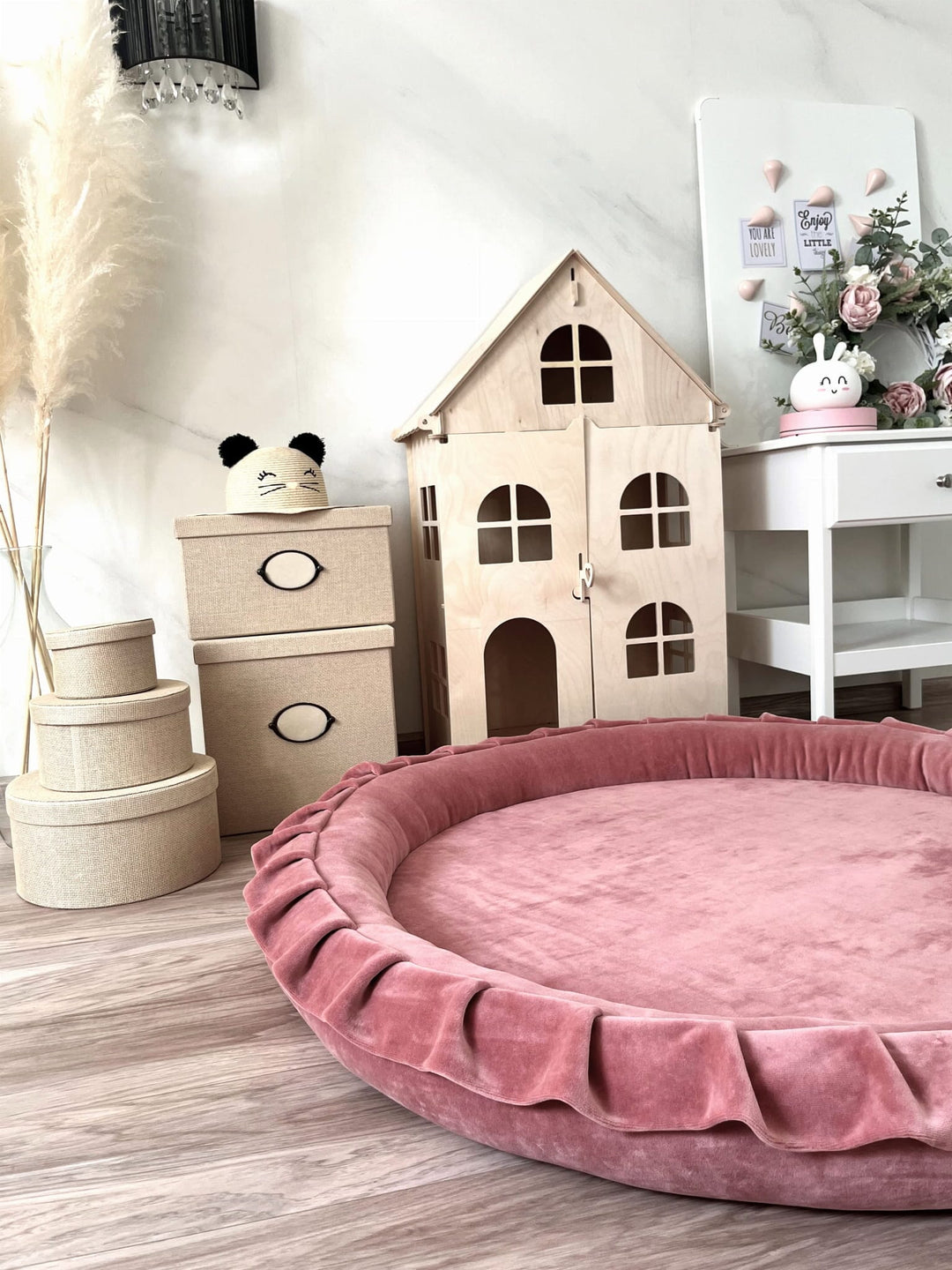 Monio for Kids Dirty Pink Velvet Padded Nest Playmat Play Mats MONIO for Kids 