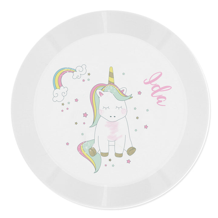 Personalised Baby Unicorn Plastic Plate Plates Mini Bee 