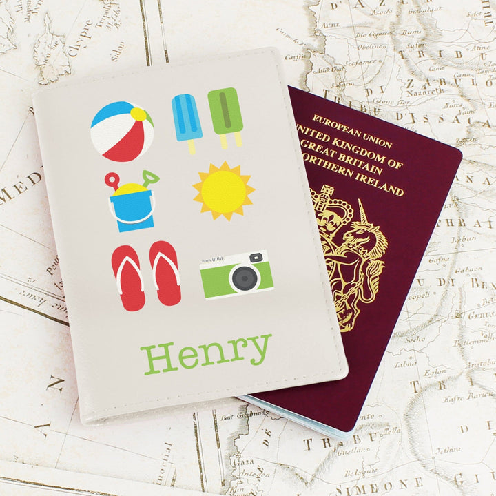 Personalised Bright Travel Cream Passport Holder Luggage Tags Mini Bee 