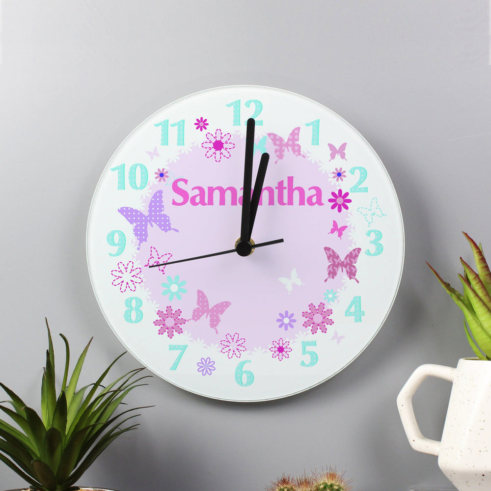 Personalised Butterfly Clock Wall Clocks Mini Bee 