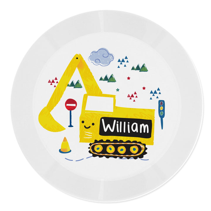 Personalised Digger Plastic Plate Plates Mini Bee 