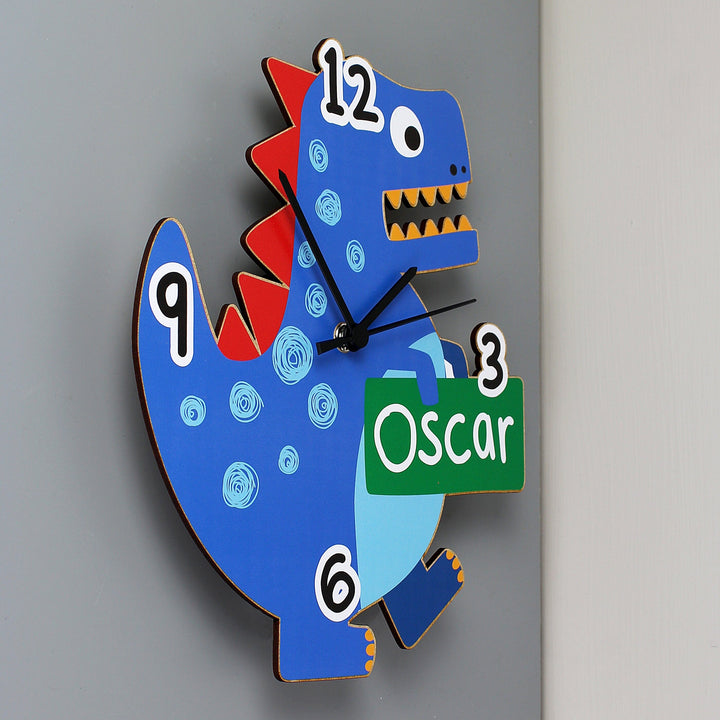 Personalised Dinosaur Shape Wooden Clock Wall Clocks Mini Bee 