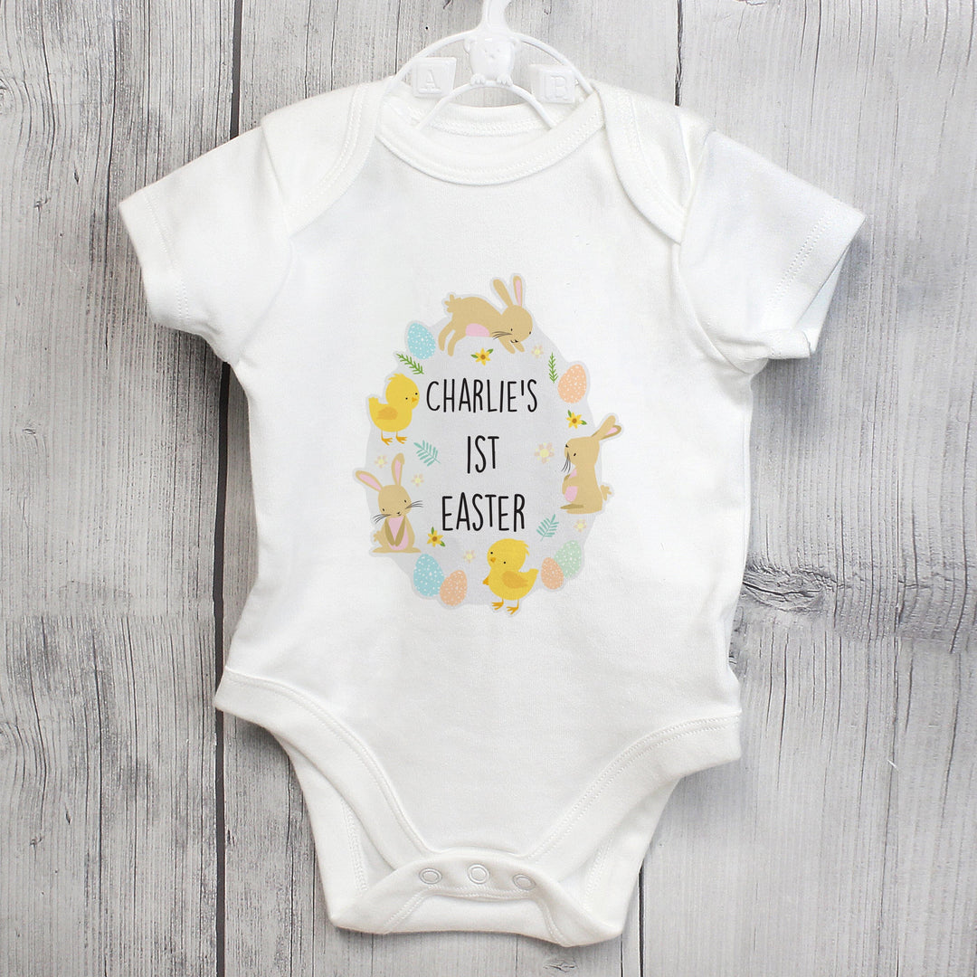 Personalised Easter Bunny & Chick Baby Vest Baby One-Pieces Mini Bee 