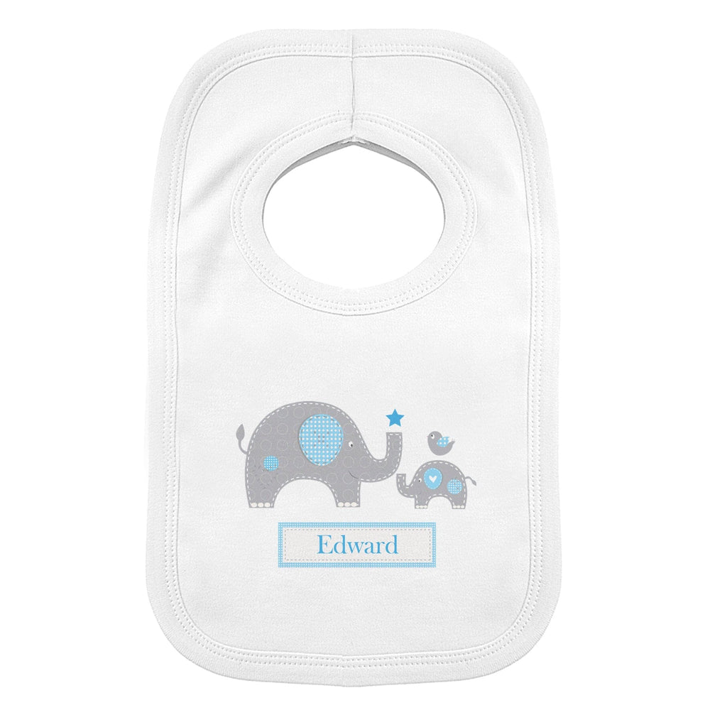 Personalised Elephant Baby Bib Bibs Mini Bee Blue 