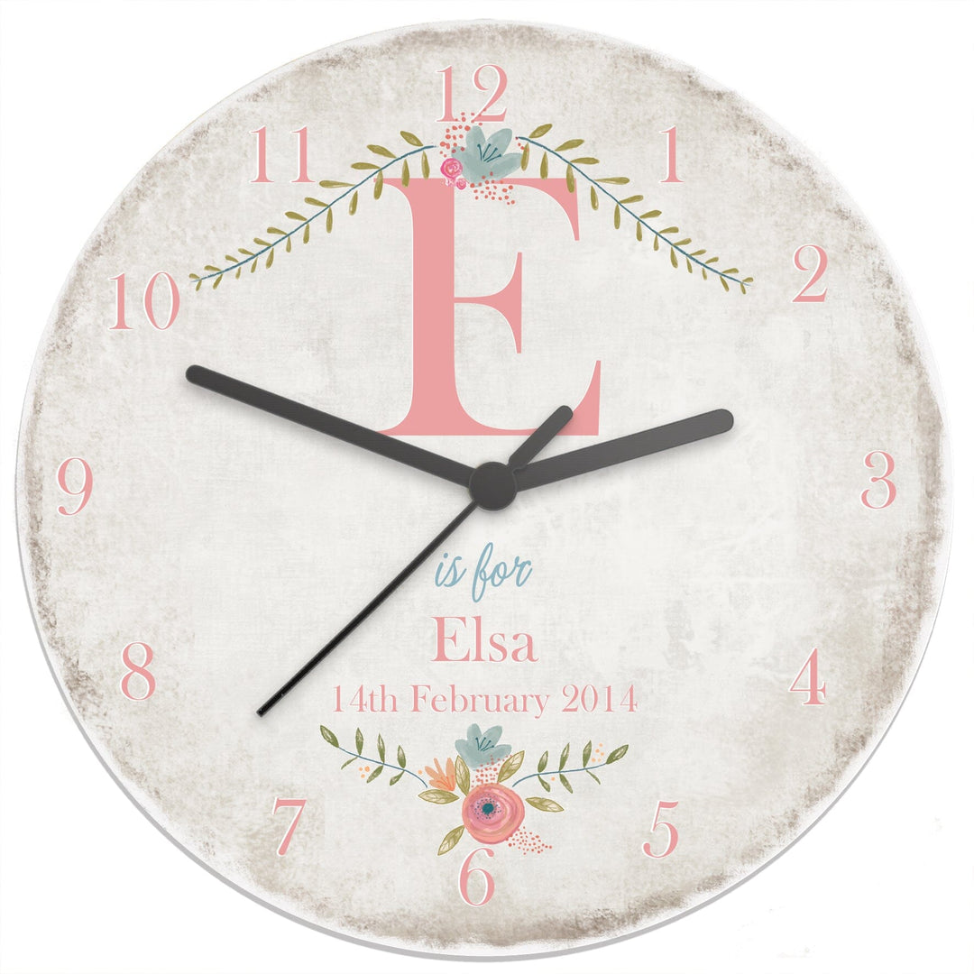 Personalised Floral Bouquet Shabby Chic Large Wooden Clock Wall Clocks Mini Bee 