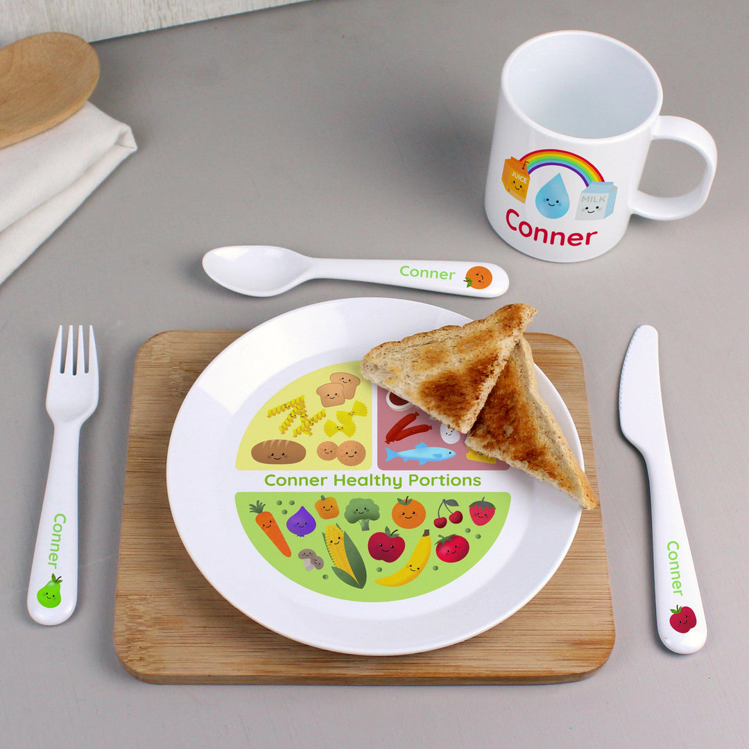 Personalised Healthy Eating Plastic Cutlery Flatware Sets Mini Bee 