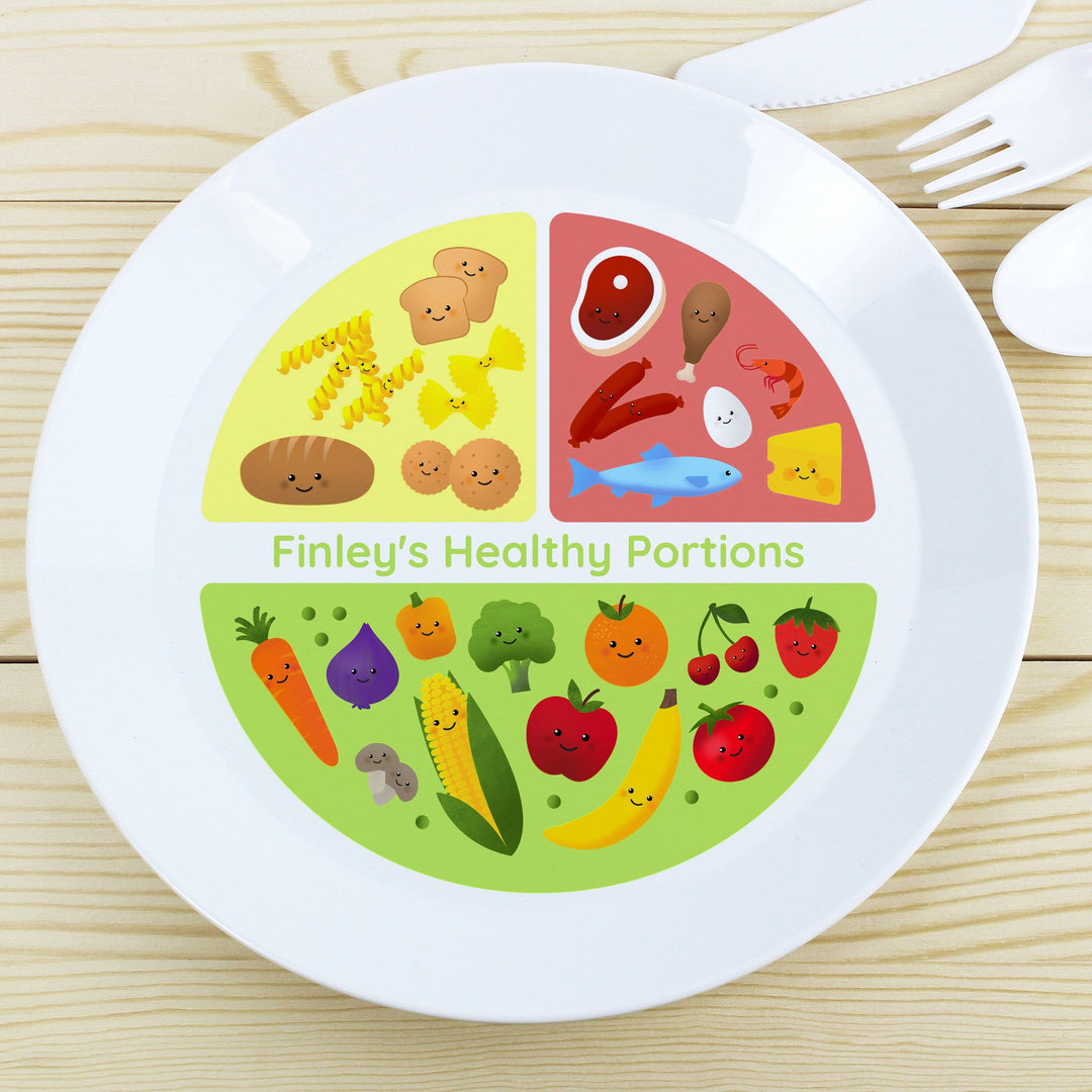 Personalised Healthy Eating Portions Plastic Plate Plates Mini Bee 