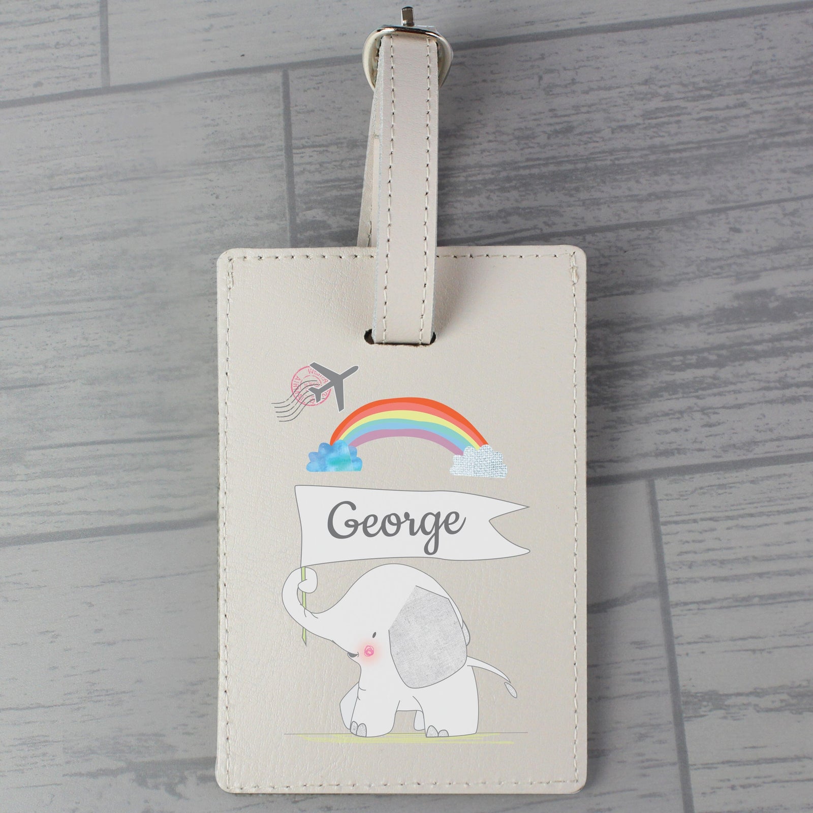 Personalised Hessian Elephant Cream Luggage Tag Luggage Tags Mini Bee 