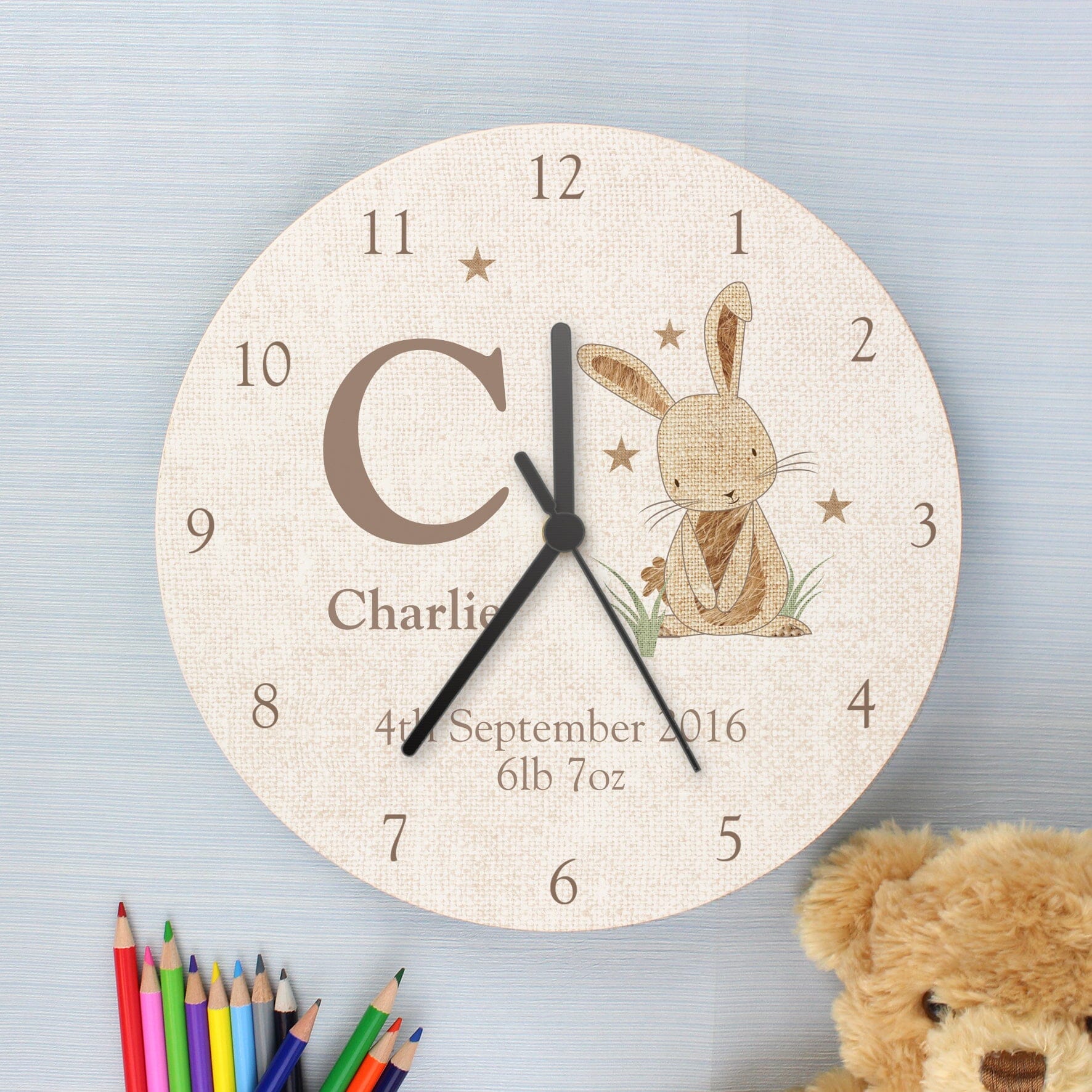 Personalised Any Message Shabby Chic Large Wooden Wall Clock | Kitchen Clock | New Home | Wedding | Anniversary Gift - UK