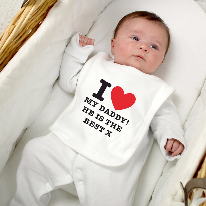 Personalised I HEART Baby Bib Bibs Mini Bee 