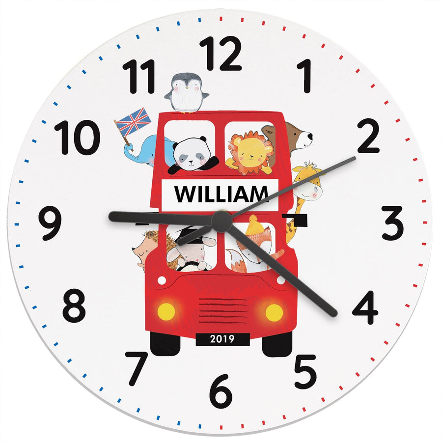 Personalised London Animal Bus Wooden Clock Wall Clocks Mini Bee 