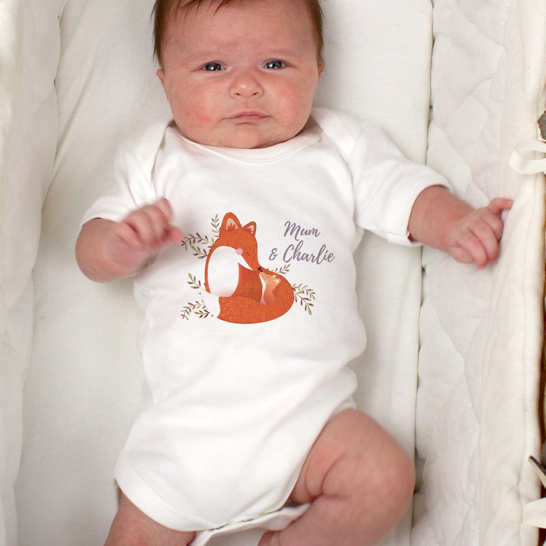 Personalised Mummy and Me Fox Baby Vest Baby One-Pieces Mini Bee 