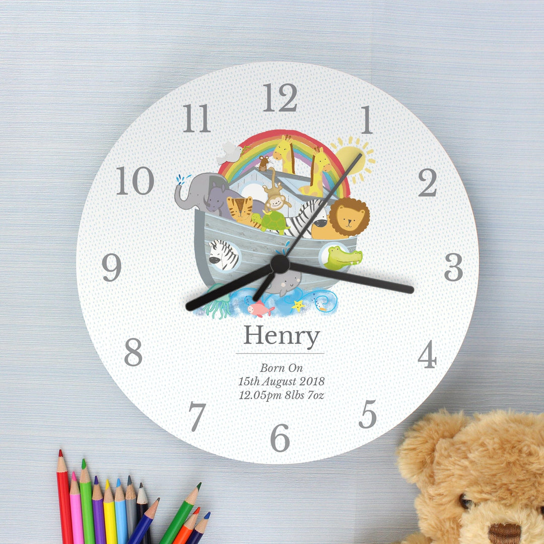 Personalised Noah's Ark Clock Wall Clocks Mini Bee 