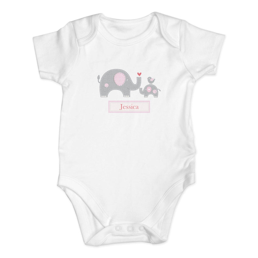 Personalised Pink Elephant Baby Vest Baby One-Pieces Mini Bee 