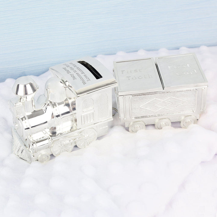 Personalised Train Money Box with Tooth & Curl Trinket Box Piggy Banks & Money Jars Mini Bee 