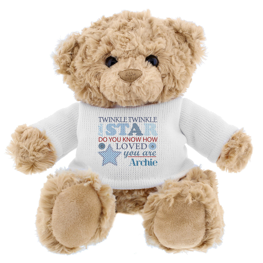 Personalised Twinkle Boys Teddy Bear Baby Activity Toys Mini Bee 