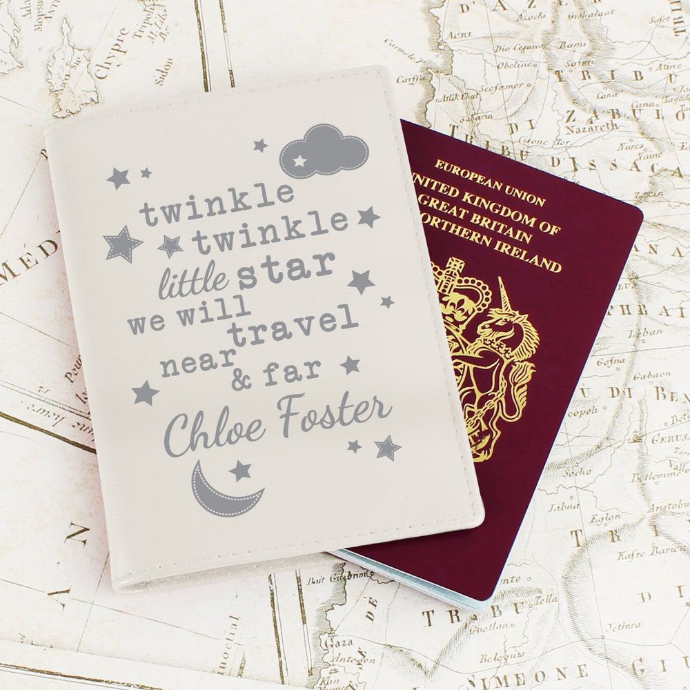 Personalised Twinkle Twinkle Cream Passport Holder Luggage Tags Mini Bee 