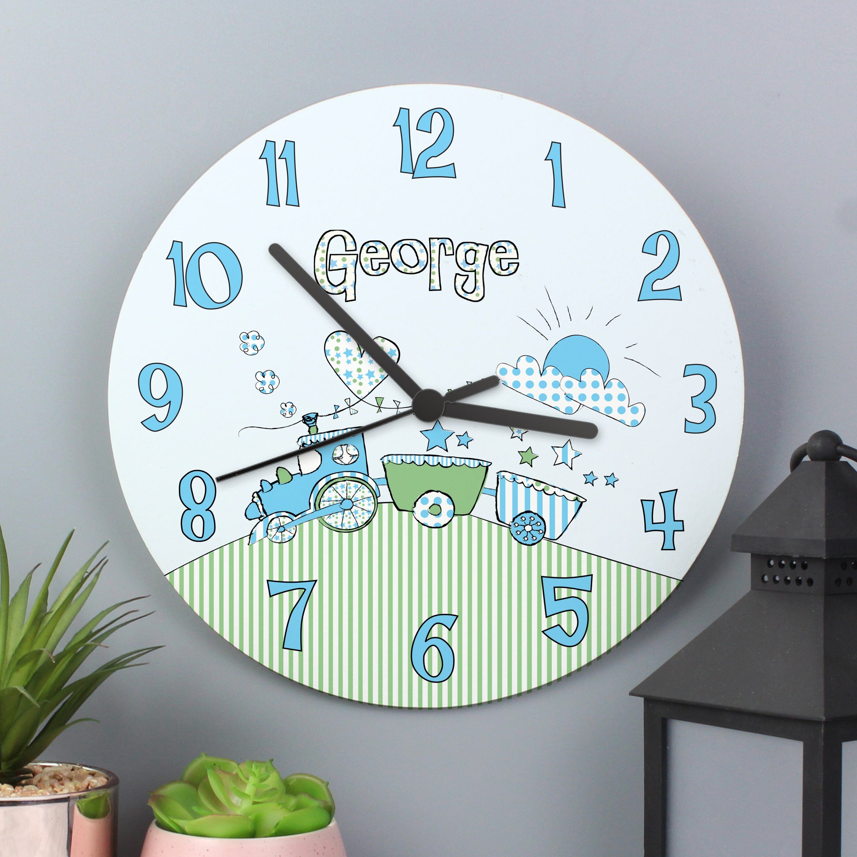 Buy Train Wooden Nursery Wall Clock Personalized, Baby Kids