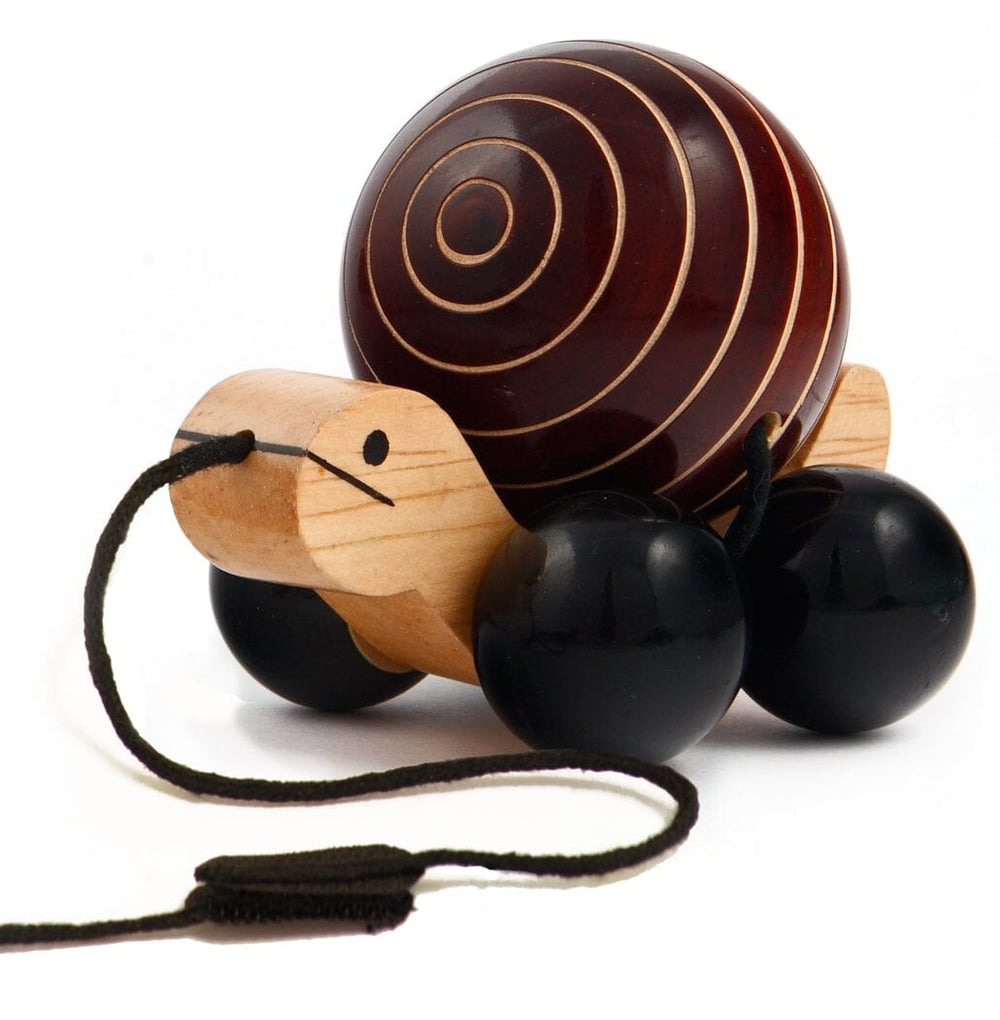 Pull Along Wooden Toy Turtle Rotating Shell Baby Activity Toys Ethiqana Brown 
