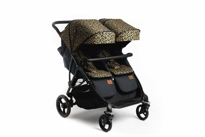 Roma Gemini Khaki Leopard Double Pram Baby Stollers Roma 