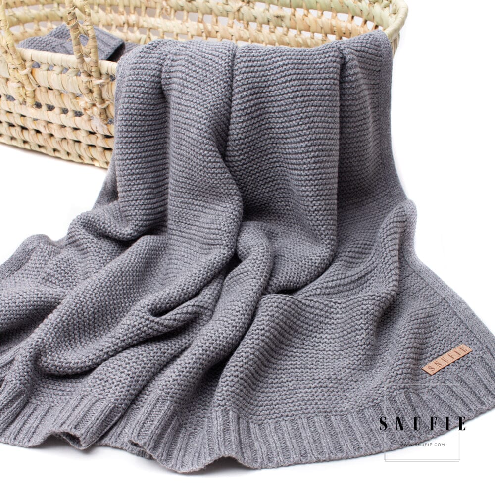 Snufie Grey Knitted Baby Blanket Swaddling Blankets Snufie 